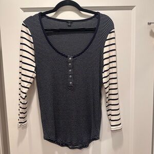 J. Crew Knit Henley striped top women’s medium